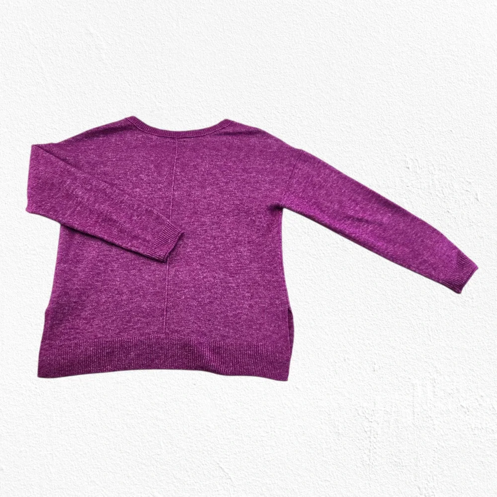 Lucky Brand Purple V-Neck Drop Hem Soft Knit Cozy Fall Sweater Size Small